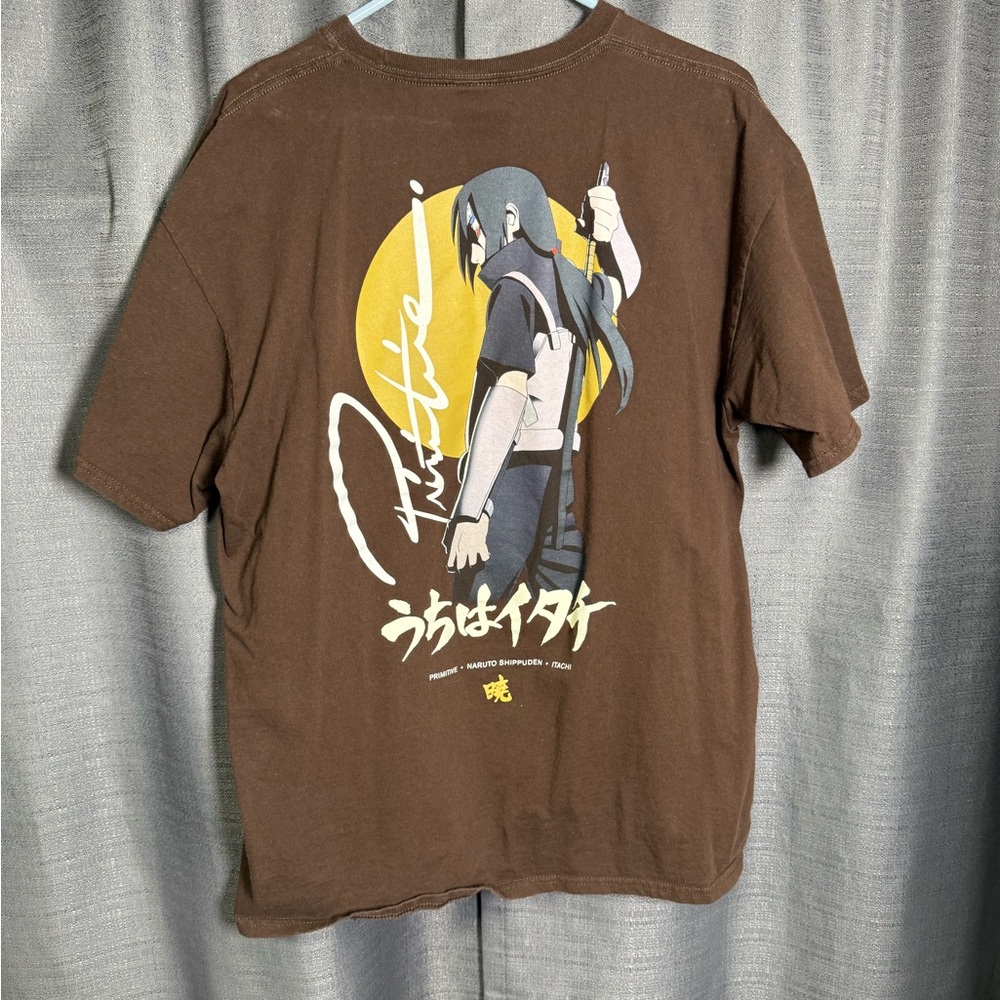 Naruto Shippuden Itachi Uchiha Brown Graphic T-Shirt Size XL Anime Tee